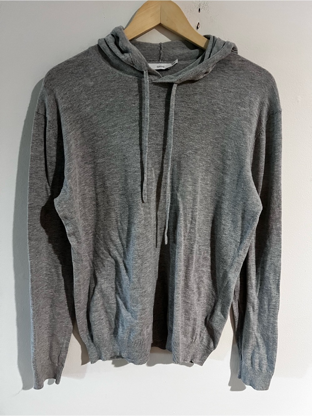 Onia Gray Lightweight Hooded Knit Pullover